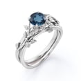 thumbnail image 4 of JeenMata Leaf and Vine - 0.5 TCW Round Cut London Blue Topaz - Solitaire Wedding Ring Set - 18K White Gold Plating over Silver, 4 of 6