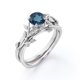 thumbnail image 4 of JeenMata Anillo de Bodas Solitario con Topacio Azul Londres de Talla Redonda de 0,5 TCW y Hoja y Enredadera Chapado en Oro Blanco de 18 K sobre Plata, 4 of 6