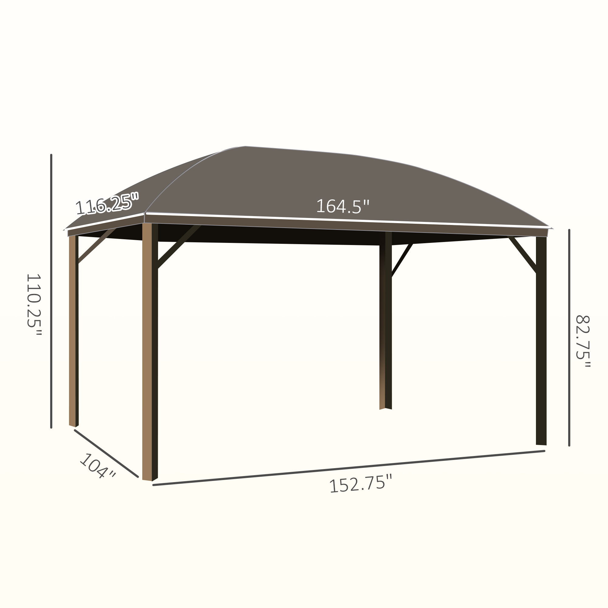 Homiyad 10' x 14' Hardtop Gazebo with Curtains, Netting, Pavilion with Steel Roof Ceiling Hook for Garden Patio, Brown