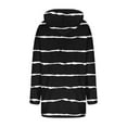 thumbnail image 4 of Kilaqueen Fleece Jacket Women Long Sleeve Striped Full Zip Side Pockets Long Coat with Hood Casual Trendy Winter Warm Outwear, 4 of 5
