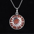thumbnail image 1 of Pendant Flat Bead Natural Stone Crystal Quartz Silver Color Necklace Women Men, 1 of 6