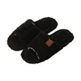 thumbnail image 4 of XFeng Women’s Open Toe Fuzzy Slide Slippers, Solid Faux Fur Soft Plush House Slippers, Non‑Slip Indoor Bedroom Slippers, 4 of 5