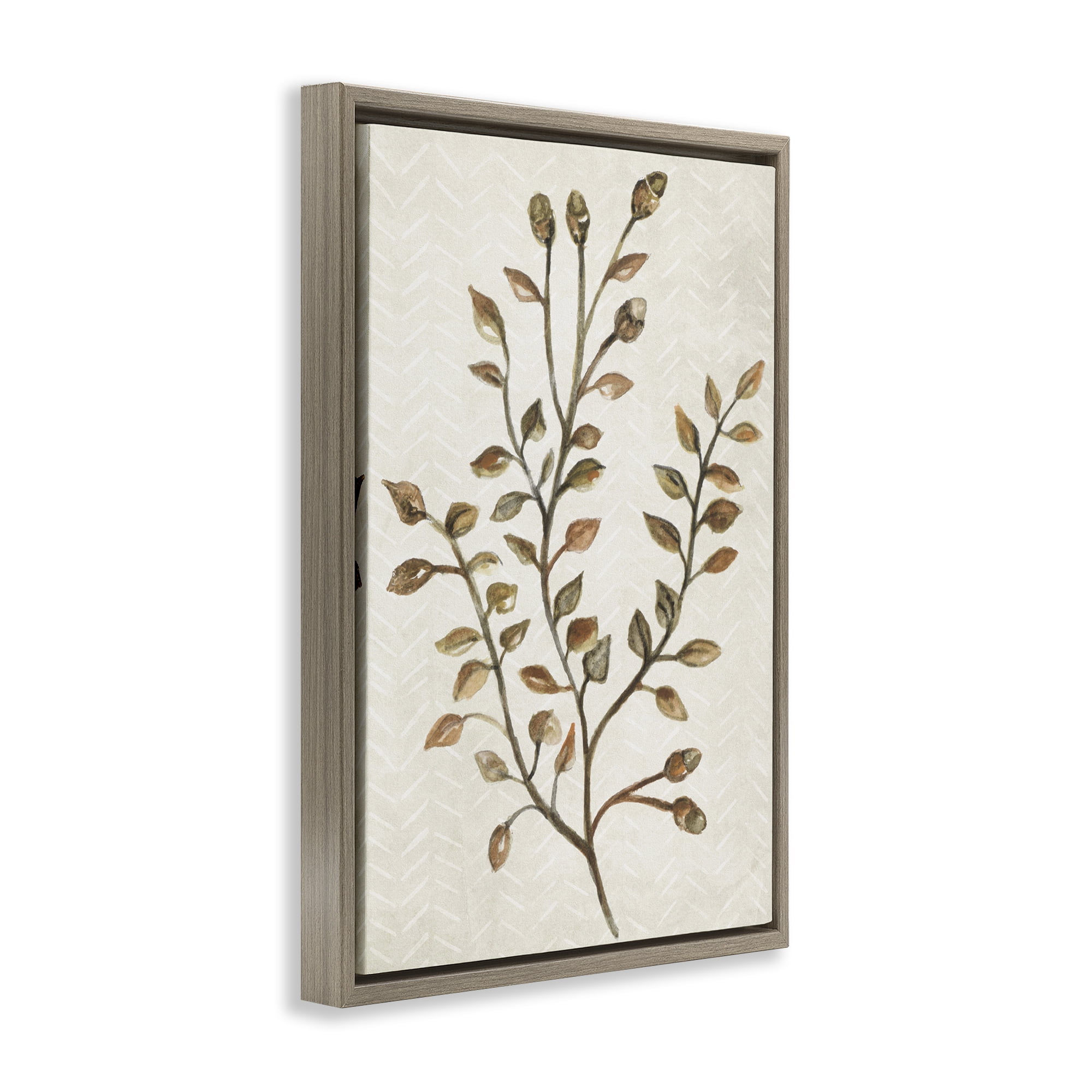 Stupell Industries Garden Botanics Sprig Botanical & Floral Painting Brown Floater Framed Canvas Art Print Wall Art, 21 x 31