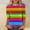 A1334 Multicolor, variant on Xdegoge T-Shirt for Women Crewneck 3/4 Sleeve Casual Pastel Gradient Rainbow Striped Pattern Loose Fit Soft Flowy Breathable Modern Aesthetic Daily Spring Fashion Tops