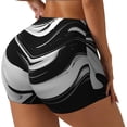 thumbnail image 1 of Fotbe Abstract Black White Swirls Shorts Sin Costuras – Shorts Deportivos de Cintura Alta para Mujer, Elásticos para Gimnasio, Yoga, Running o Ciclismo-Medium, 1 of 8
