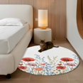 thumbnail image 3 of Red Flower Large Area Rugs for Bedroom Living Room, Soft Non Slip Carpet Bedside Rug, Botanical Blue Plant Pink Garden Poppy Floral Round Floor Cover Kitchen Accent Rug 3.3' for Dining Room/Office, 3 of 9