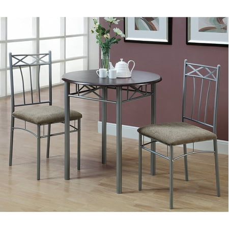 UPC 700443000758 product image for Monarch Specialties Cappuccino Finish Wood and Silver Metal Bistro Dining Set, 3 | upcitemdb.com