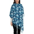 thumbnail image 4 of Cauagu Sea Water Wave Print Women Wrap Shawl tassels Scarves Retro Scarf 77.6"X28.3", 4 of 8