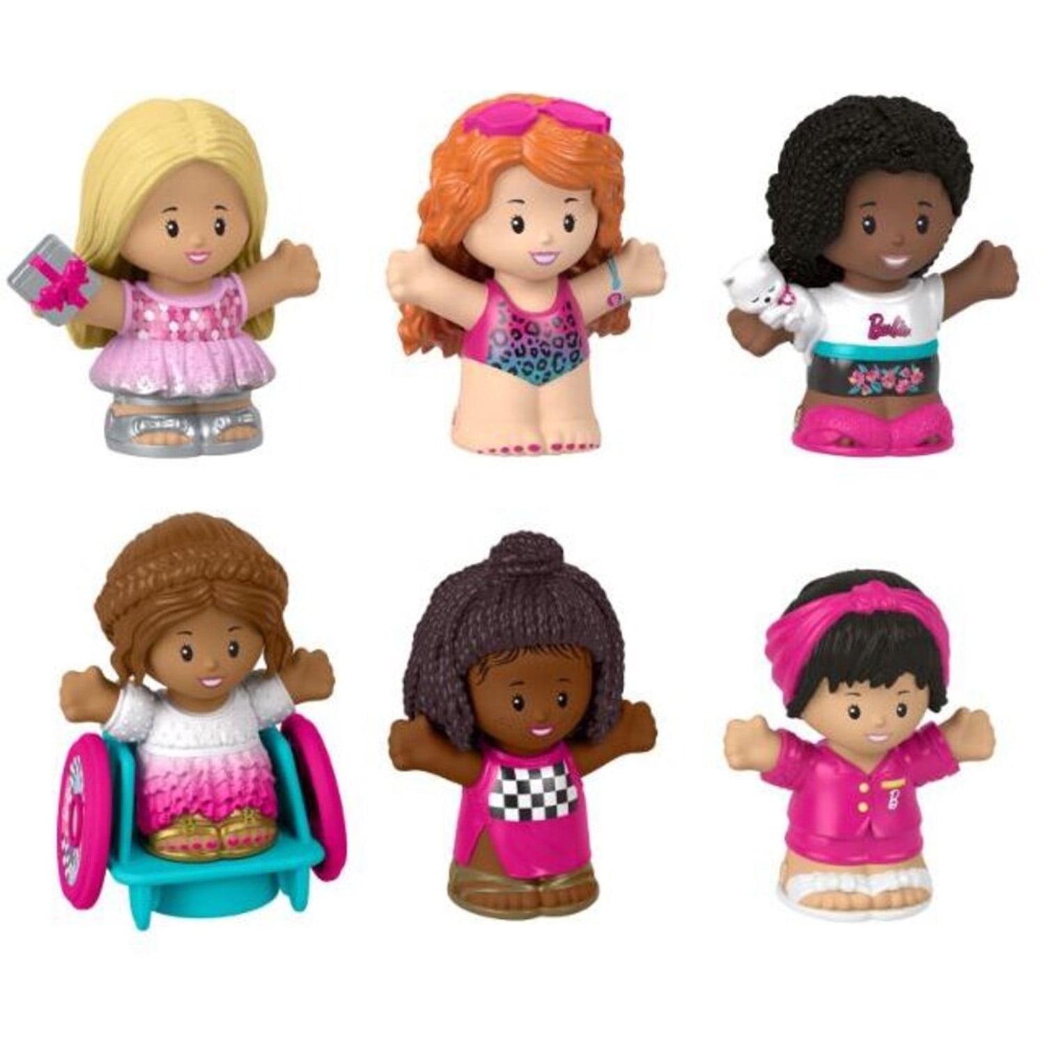 Fisher-Price Little People Barbie Figure Bundle 6 Pack of Toddler Size ...