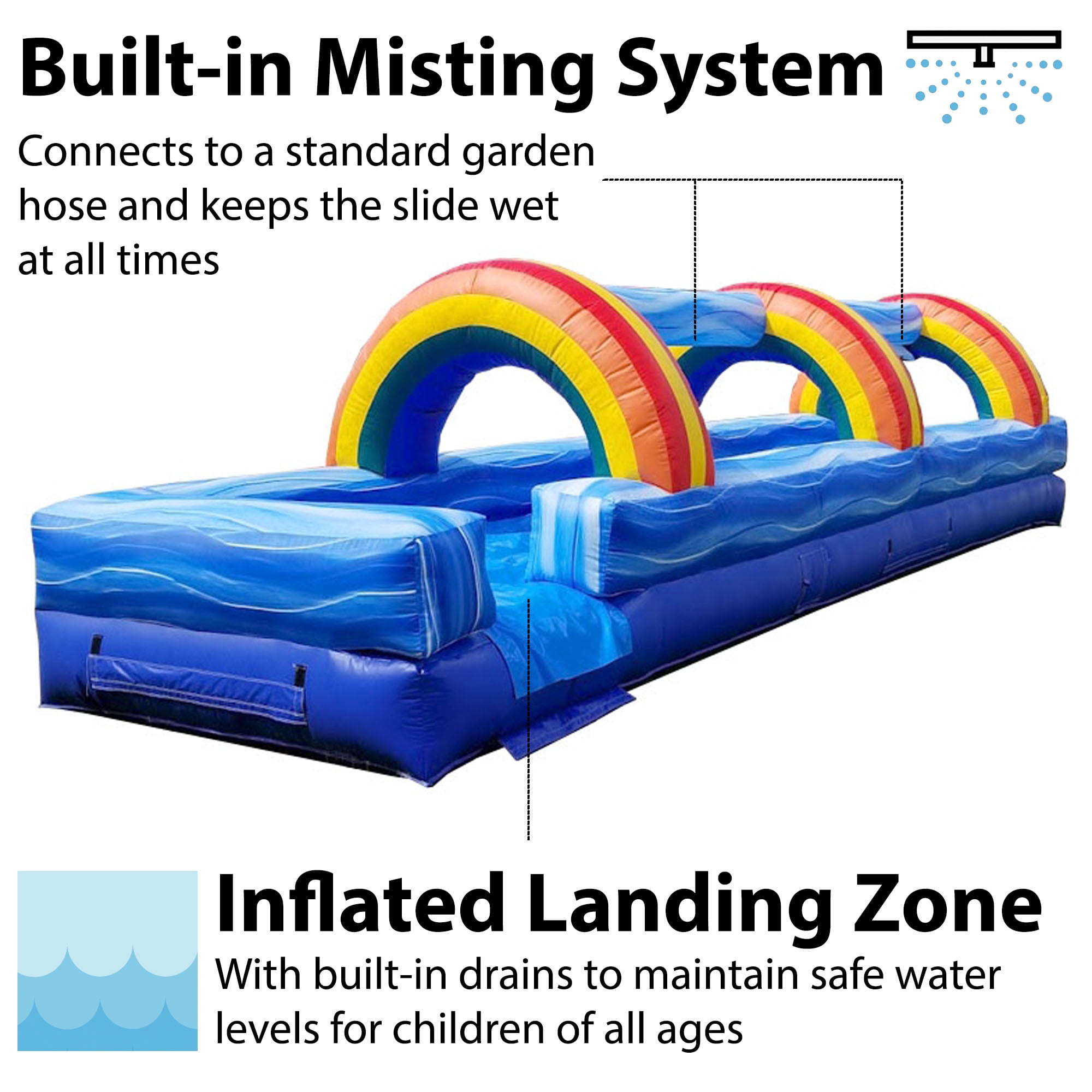 TentandTable Commercial Inflatable Splash and Ride Waterslide, Blue Marble with Blower, 30'