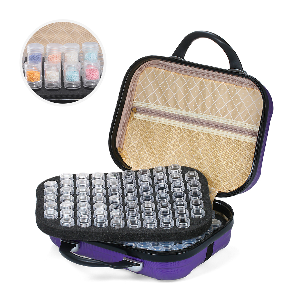 Extra Large Diamond Storage Box Shockproof with 132 Clear Bottles for