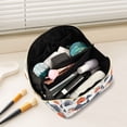 thumbnail image 2 of FORMRS Makeup Bag Travel Cosmetic Organizer for Women Fold Flat Zipper Pouch with Handle, Blue Snow Houses, 2 of 8