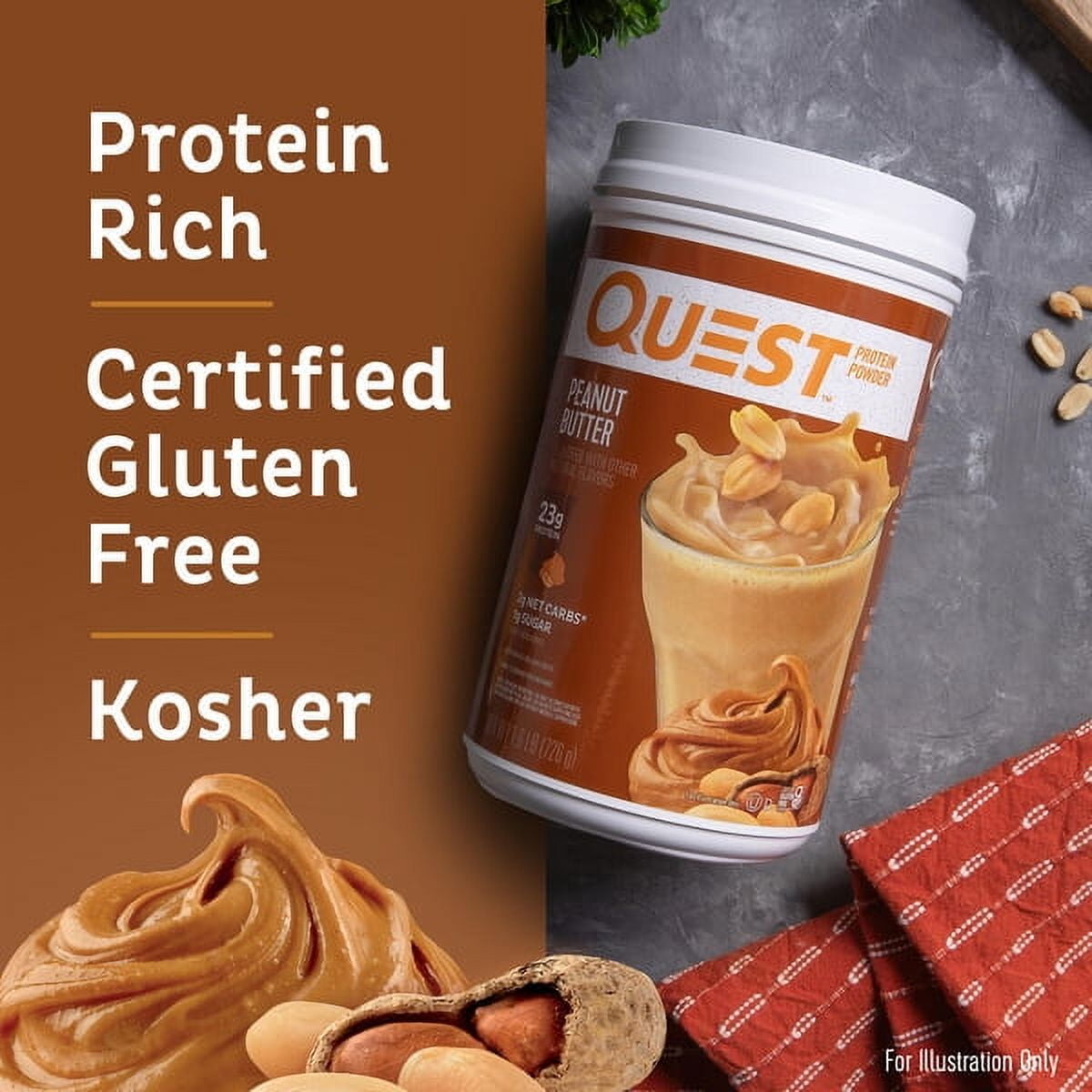 Quest Protein Powder, Peanut Butter, 24g Protein, 1.6 lb 25.6 oz