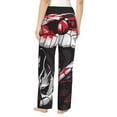 thumbnail image 3 of Uemuo Fierce Red Viper Graphic Art Pattern Women's Wide Leg Palazzo Lounge Pants with Pockets Light Weight Loose Comfy Casual Pajama Pants-, 3 of 9