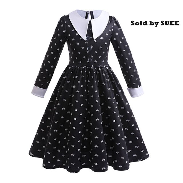 Déguisement Noir pour Filles Enfants Halloween Cosplay Robe