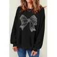 thumbnail image 2 of Women's Black Rhinestone Bowknot Graphic Crewneck Pullover Sweatshirt | [ZhiHiMeRi] | (US 20-22)2XL, 2 of 7