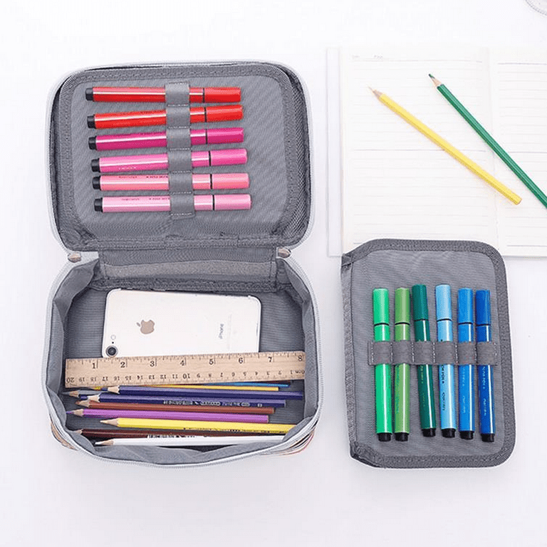 Colored Pencil Case Pen Case Organizer With Handy Wrap & Zipper