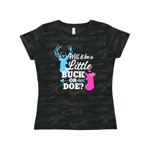 Inktastic Gender Reveal Will It Be a Little Buck or Doe? Women's T-Shirt