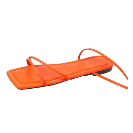 

Ketyyh-chn99 Sandals for Women Slip on Shoes Summer Women s Casual Dresssy Low Wedge Summer Shoes Cute Strappy Open Toe Flat Sandals Orange 9