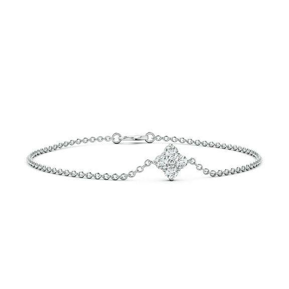 ANGARA IGI Certified Lab Grown 1 Ct Floral Diamond Cluster Chain Bracelet in 925 Silver for Women (Size-4.1mm| Color-F-G| Clarity-VS) | Anniversary, Jewelry Gift for Women | Diamond Bracelet
