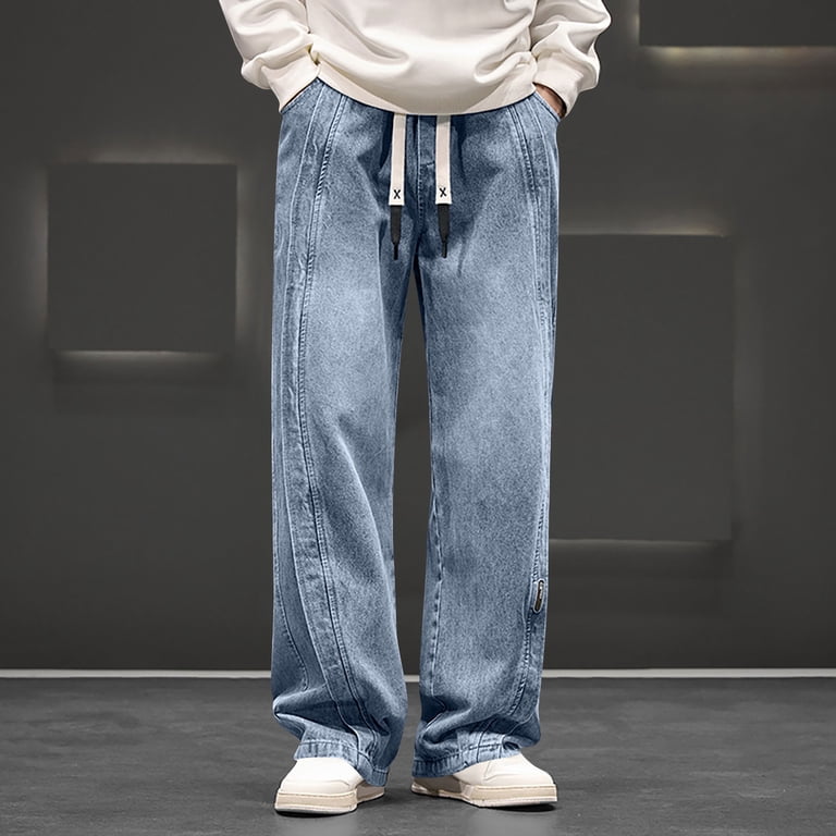 Xzbqbs Baggy Jeans for Men Wide Leg Hip Hop Harem Jeans Streetwear