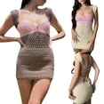 thumbnail image 2 of Summer Foreign Trade Women's Clothing Walmart Low-cut Vest Sexy Backless Strappy Knitted Slim Fit Hip Dress-SoftRed-S, 2 of 7
