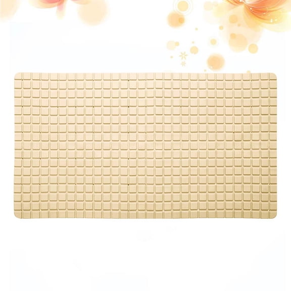 WRISTBIQUE PVC Bath Rug Light Yellow Non Slip Bathroom Mat with Suction Grip for Shower and Tub