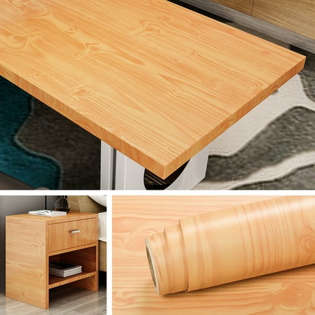 Livelynine 200x36 Inch Large Wood Countertop Contact Paper Waterproof Kitchen Cabinet Wallpaper Peel and Stick Vinyl Countertop Furniture Pine Wood Grain Vinyl Wrap Desk Doors Table Cabinet Cover