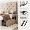 thumbnail image 4 of Amolife King Size Platform Bed Frame with Diamond-stitched Headboard and 4 Drawers, Beige, 4 of 7