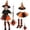 Orange, variant on REDARER Girls Halloween Witch Cosplay Accessory Set with Tutu Skirt Pointed Witch Hat Striped Socks and Decorative Broom for Fancy Dress Trick or Treat Party Outfit,4-10 Years