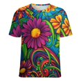 thumbnail image 5 of Nostalgic Vintage Floral T Shirts Basic T-Shirt Short Sleeve Ladies Tee Shirt Summer Graphic Clothing, 5 of 6