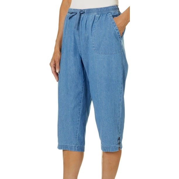 womens petite pull on capris