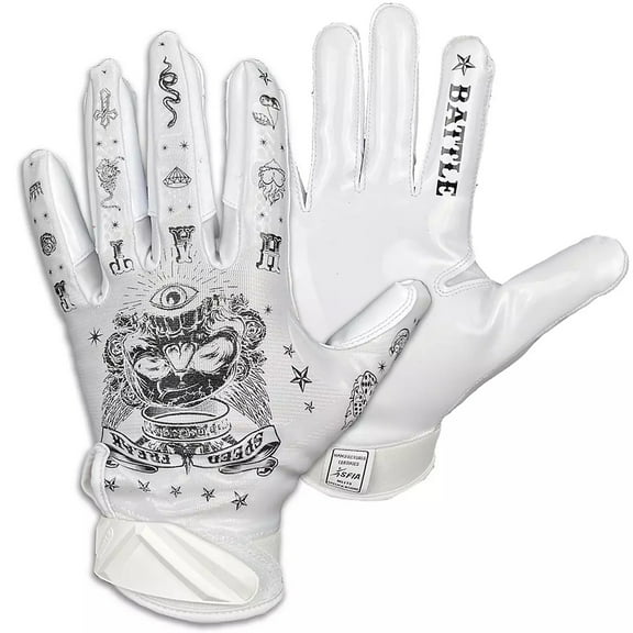 Battle Sports Speed Freak Cloaked Youth Football Receiver Gloves - XL - White