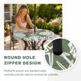 thumbnail image 4 of Round Outdoor Tablecloth with Umbrella Hole and Zipper, Dark Green Coastal Tablecloth with Elastic Waterproof, Conch Nautical Summer Starfish Shell Coral Patio Table Covers for 55" - 60" Pool Tables, 4 of 9