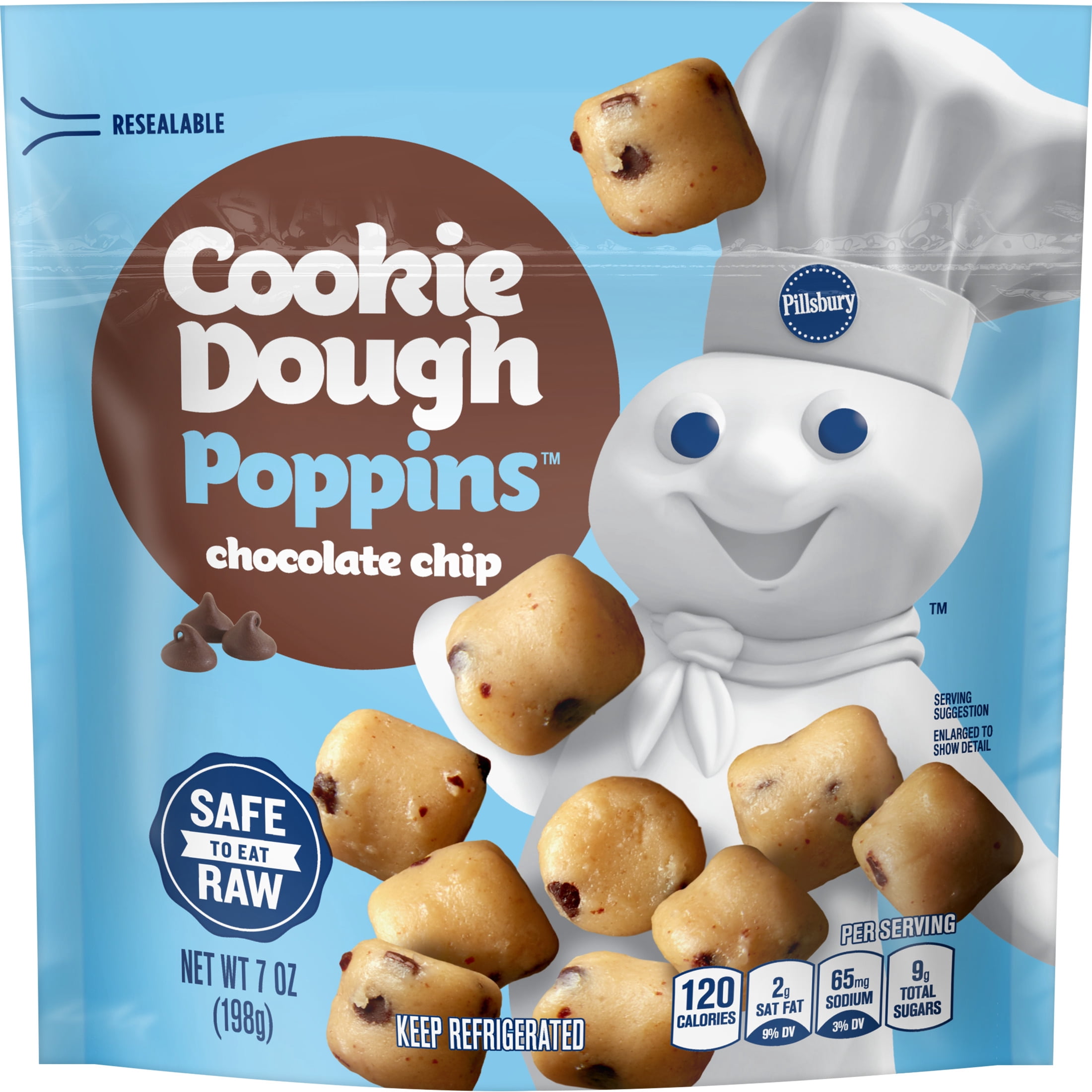 Pillsbury Chocolate Chip Cookie Dough Poppins, 7 oz
