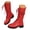 Red, variant on Pandaie Womens Combat Mid Calf Boots Lace Up Non Slip Lug Sole Moto Riding Slim Boot with Side Zipper Size 6-9.5