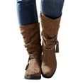 thumbnail image 4 of Women's Mid-Calf Boots Ladies Winter Solid Color Durable Suede Side Zipper Heel Round Toe Non- Design for Comfort, 4 of 7