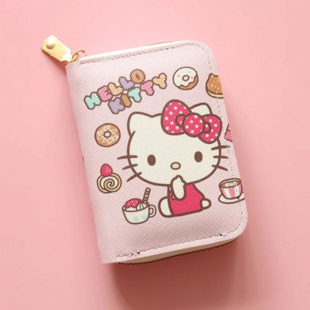 Sanrio-monedero de Hello Kitty, Cinnamoroll My Melody Kuromi Cinnnamoroll, llavero, tarjetero, bolsa de embrague, regalo para niñas