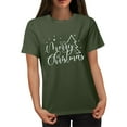 thumbnail image 5 of Jinhomg Christmas Tee Shirts for Women Funny Cute Letter Print Xmas T-Shirt Lightweight Comfy Short Sleeve Crew Neck Holiday Tops Daily Wear Army Green XXL, 5 of 6