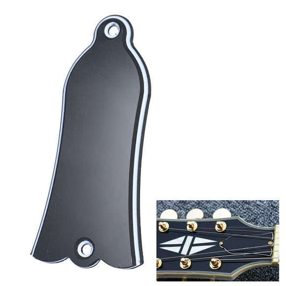 Yeacher 2 Holes Bell-shaped PVC Truss Rod Cover Plate Scroll Plate for Gibson LP SG Flying V ES Guitar Black