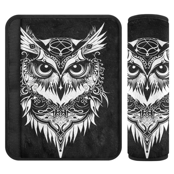 ALAZA Cool Owl on Black Car Seat Belt Adjuster Neck Covers Shoulder Cushions Pads S