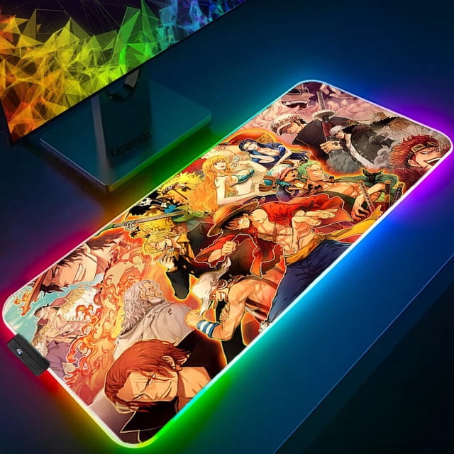 Alfombrilla de ratón con luz LED para ordenador, alfombrilla de escritorio de Anime, gabinete de jugador de PC para oficina, alfombrilla de ratón grande de una pieza, almohadilla de mesa RGB LIUWENJING unisex