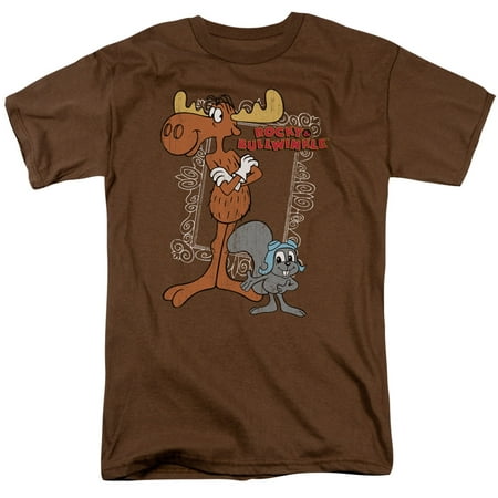 Rocky & Bullwinkle Best Chums Officially Licensed Adult T (Best Of Canadian Rockies)