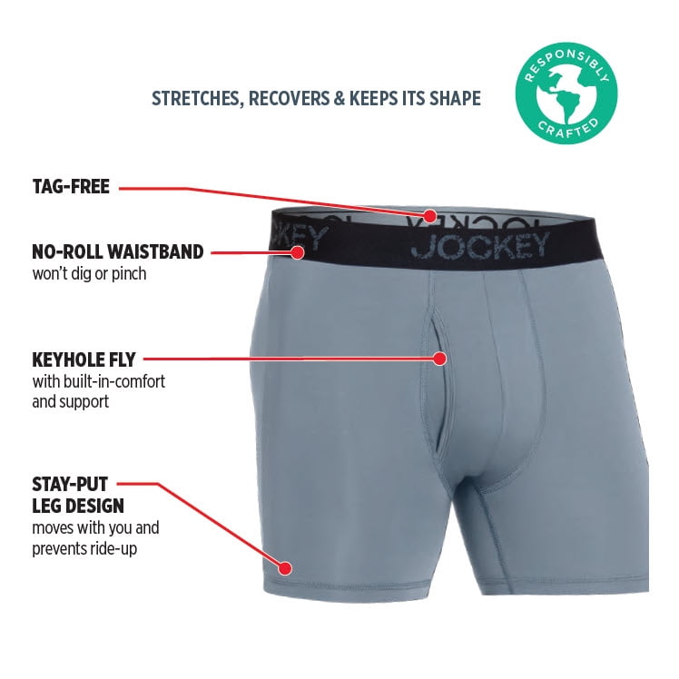 Jockey® Essentials Men's Microfiber Boxer Brief Underwear, Pack of 3, Moisture Wicking Boxer Brief, Workout Underwear, Sizes Small, Medium, Large, Extra Large, 2XL, 6804