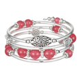 thumbnail image 1 of Fulu Autumn Pulseras Apilables Con Cuentas Para Mujer Boho Wrap Pulsera De Plata En Capas Joyería De Moda Regalos Para Ella (17-Rojo Rosa), 1 of 5