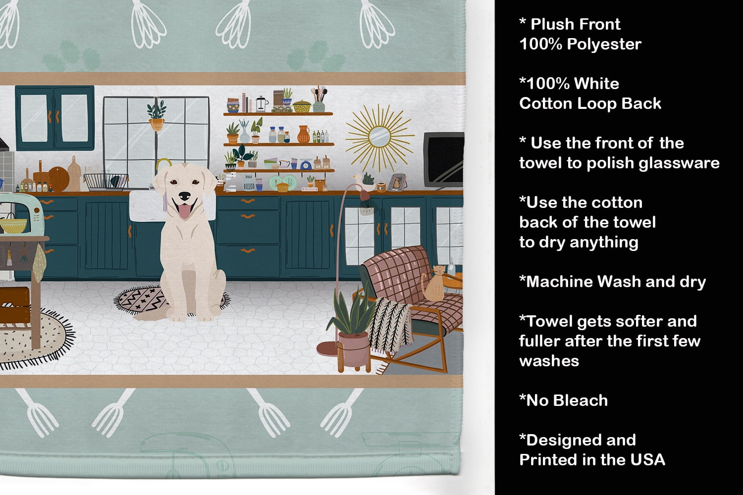 White Cream Labrador Retriever in the Kitchen Kitchen Towel