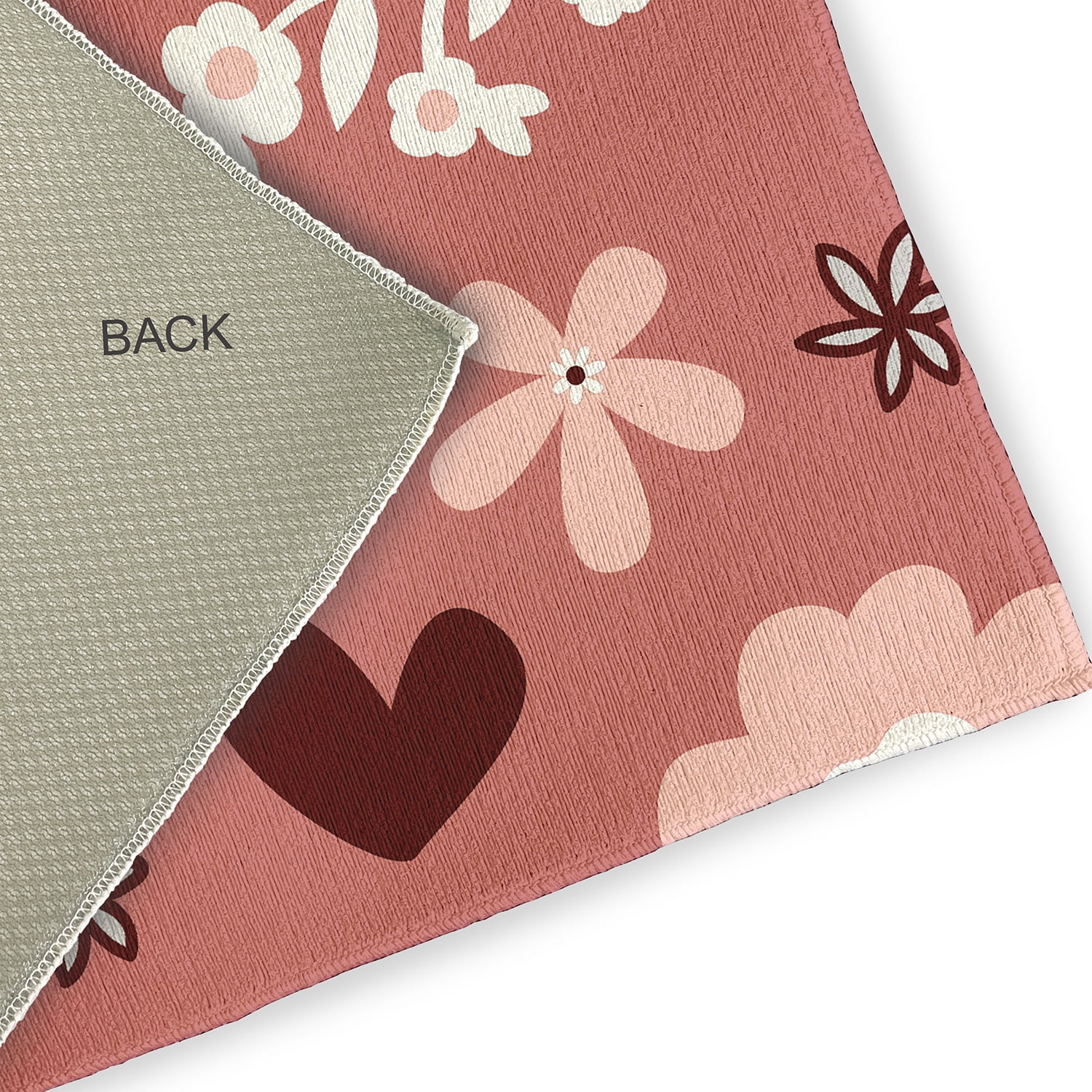 Simply Daisy 2' x 3' Pink Flowery Love Valentines Chenille Indoor/Outdoor Rug