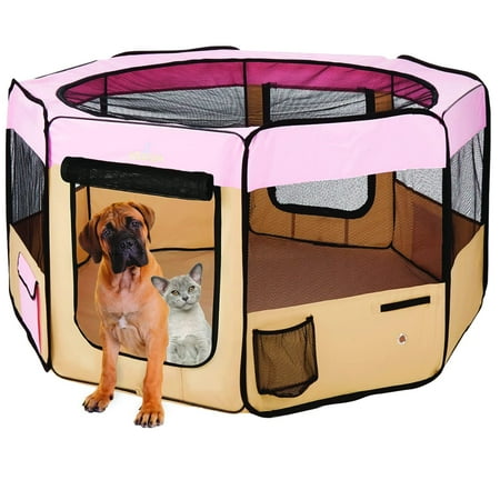 UPC: 0860007204685 | Zampa Portable Foldable Pet playpen Exercise Pen Kennel + Carrying Case for Larges Dogs Small Puppies/Cats | Indoor/Outdoor Use | Water Resistant