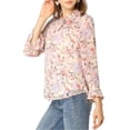 thumbnail image 5 of Allegra K Women's Long Sleeves Tie Neck Ruffle Collar Floral Print LeisureTop, 5 of 7