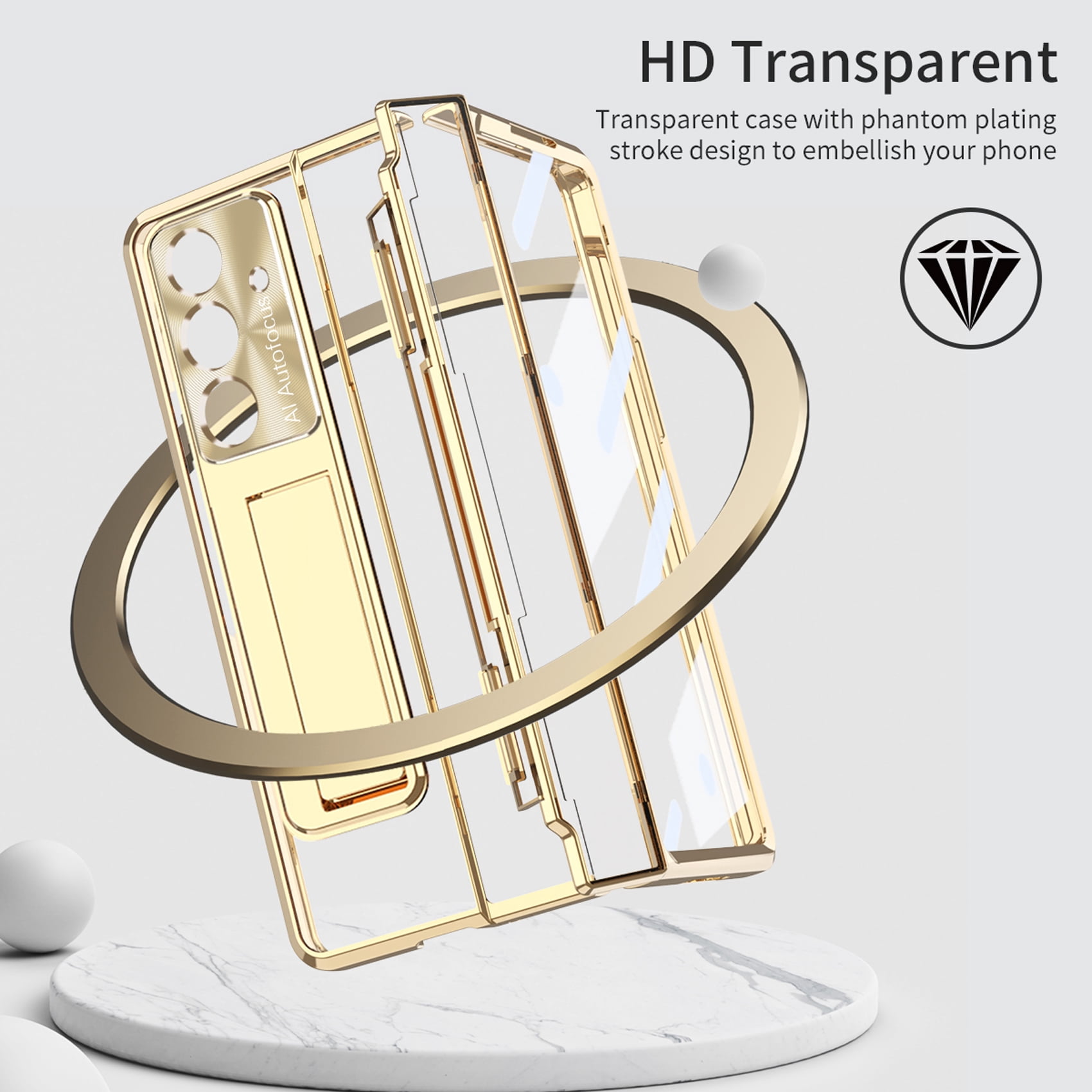 for Samsung Galaxy Z Fold 7 Case, Luxury Plating Shockproof Drop Protection Phone Case for Samsung Galaxy Z Fold 7 5G, Gold
